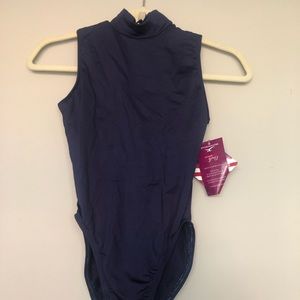 Navy Open Back Leotard